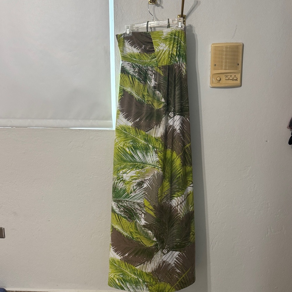 Tropical Green and Brown Maxi Skirt
